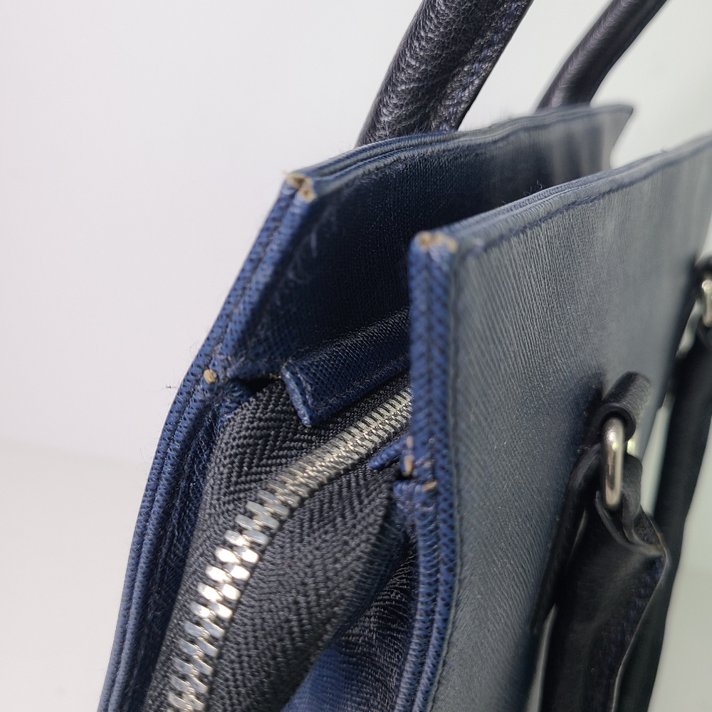 LR Paris Two-Tone Navy Blue Black Vintage Tote Bag - Picture 7 of 12